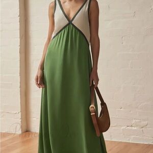 Green and Cream Maxi Dress